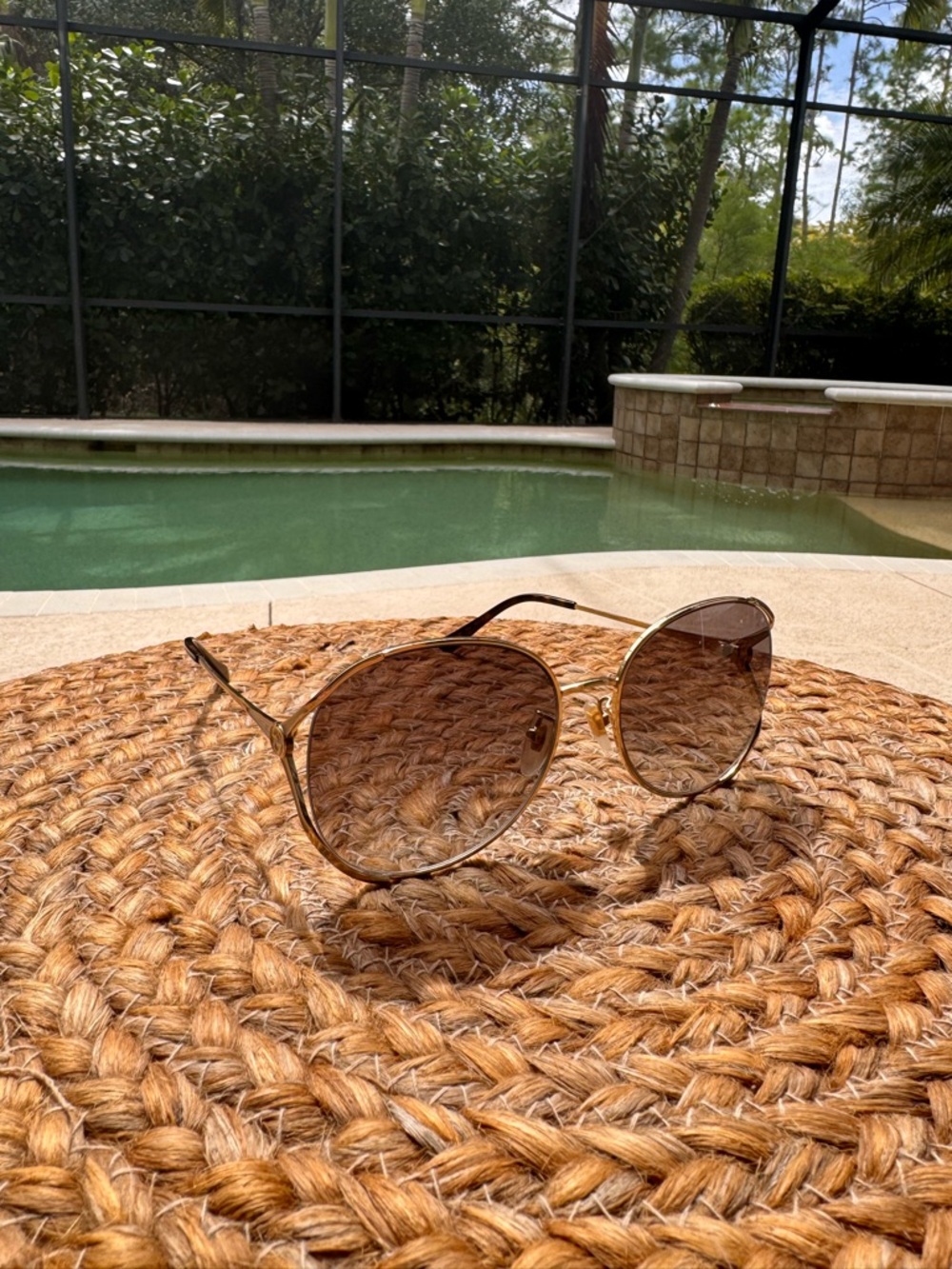 Gucci Gold Round Frame Sunglasses with Black Gradient Lenses